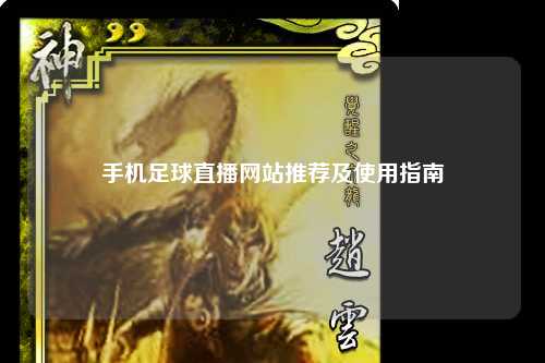 手机足球直播网站推荐及使用指南